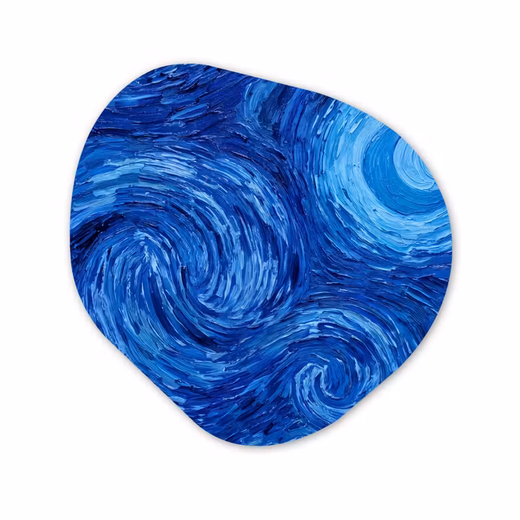 Organisch schilderij - Glas - Wervelingen - Blauw - Modern — 1