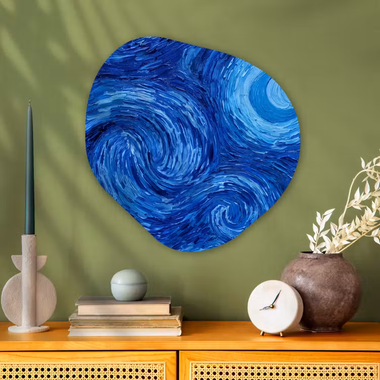 Organisch schilderij - Glas - Wervelingen - Blauw - Modern — 2