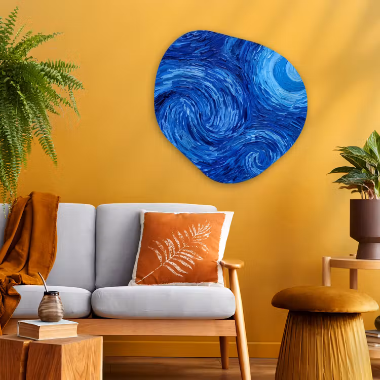 Organisch schilderij - Glas - Wervelingen - Blauw - Modern — 3