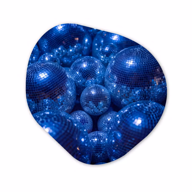 Organisch schilderij - Glas - Discobal - Feest - Blauw — 1