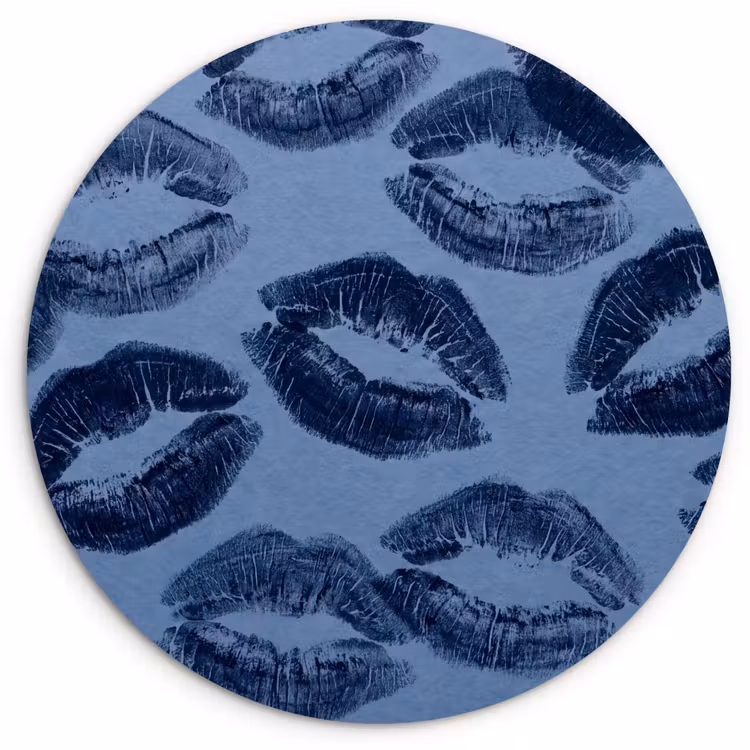 Muurcirkel - Lippen - Patroon - Blauw — 1