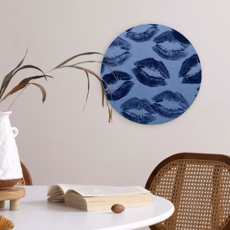 Muurcirkel - Lippen - Patroon - Blauw — 4