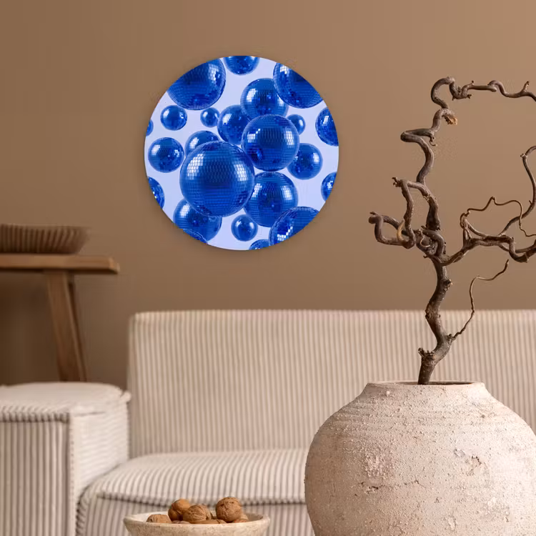 Muurcirkel - Blauwe disco bal — 2