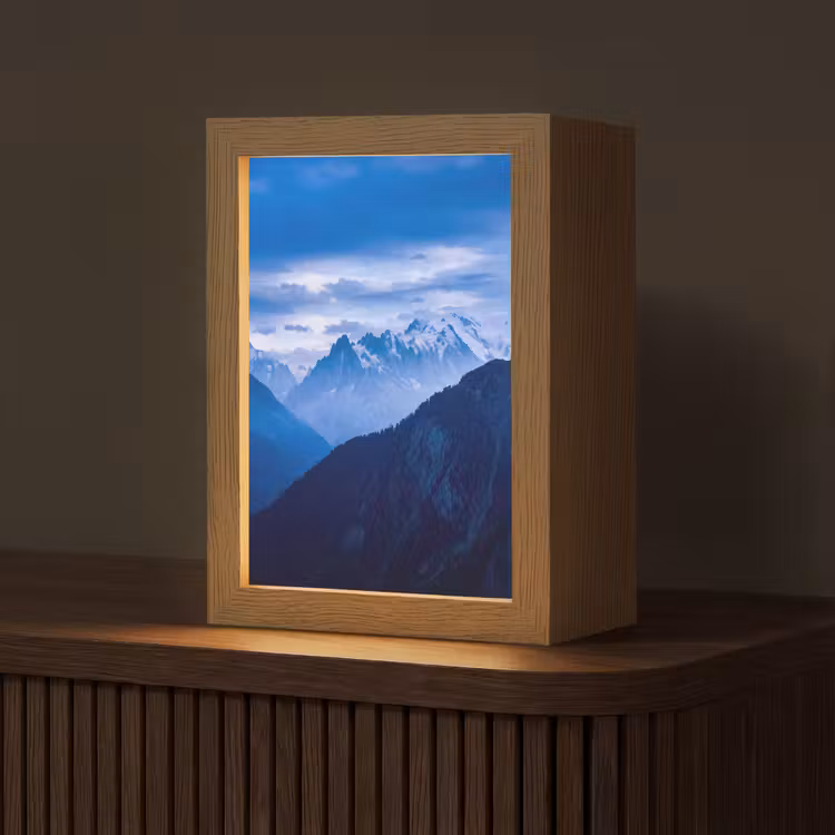 Gepersonaliseerde Lightbox - Bergen - Sneeuw - Blauw — 1