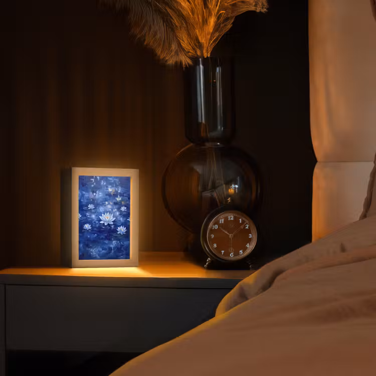 Gepersonaliseerde Lightbox - Blauwe waterlelie - Water — 2