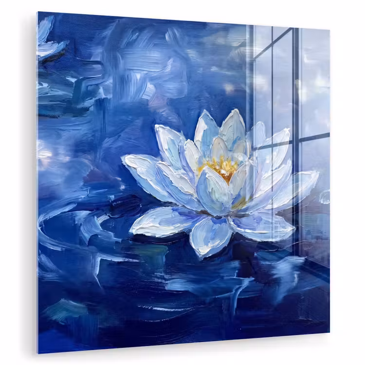 Glas schilderij - Blauwe waterlelie - Water — 1