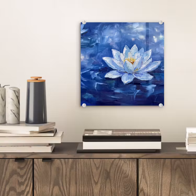 Glas schilderij - Blauwe waterlelie - Water — 2