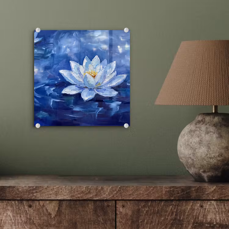Glas schilderij - Blauwe waterlelie - Water — 4