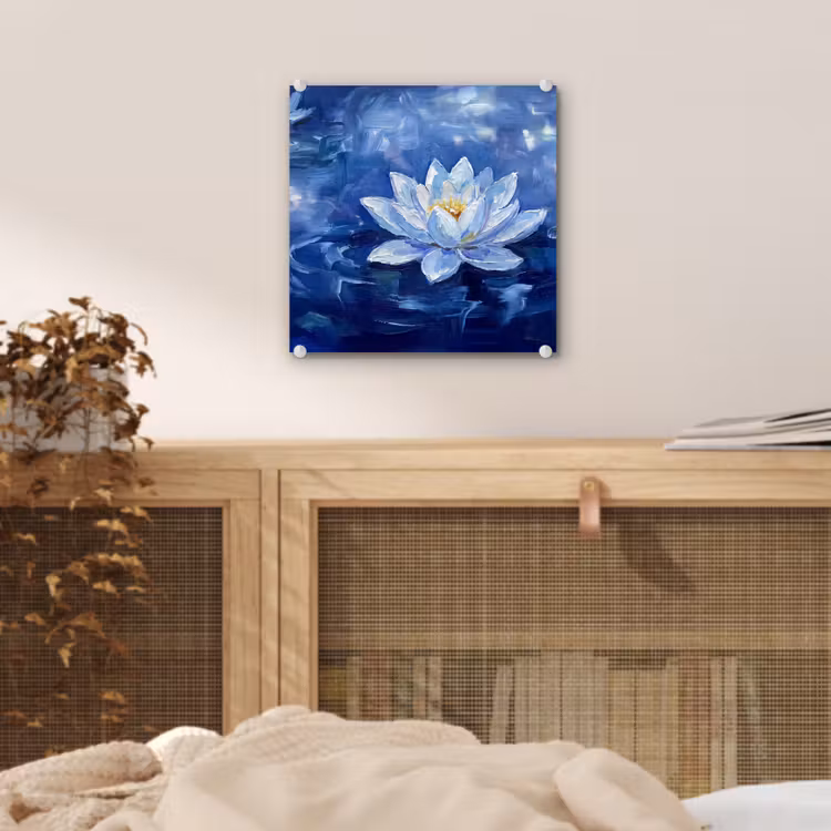 Glas schilderij - Blauwe waterlelie - Water — 5