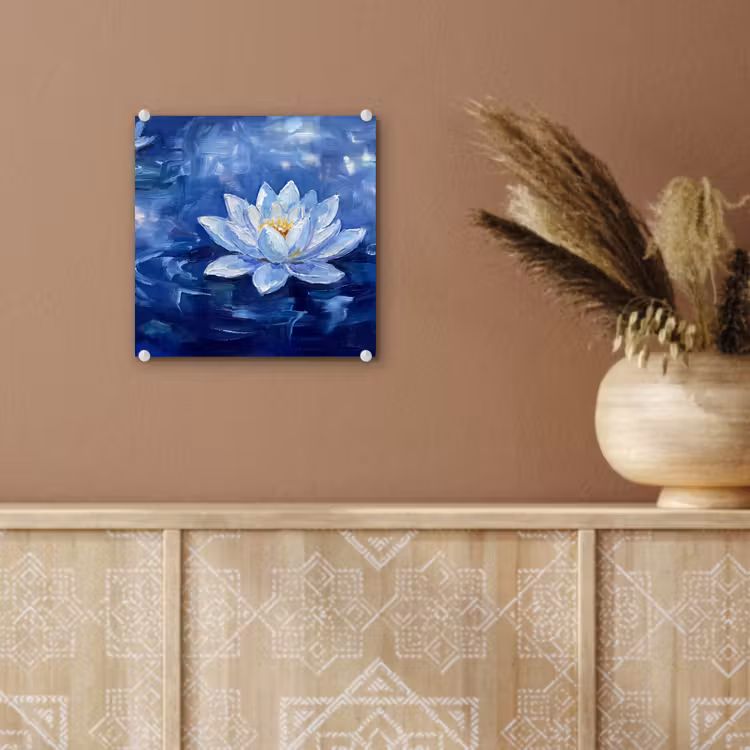 Glas schilderij - Blauwe waterlelie - Water — 6