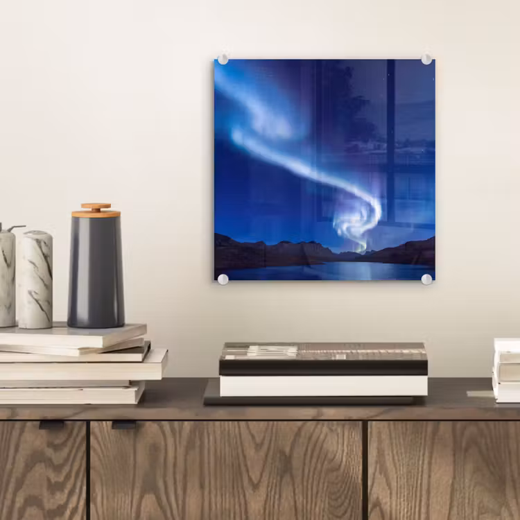 Glas schilderij - Noorderlicht - Bergen - Natuur — 2