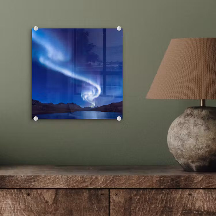 Glas schilderij - Noorderlicht - Bergen - Natuur — 4