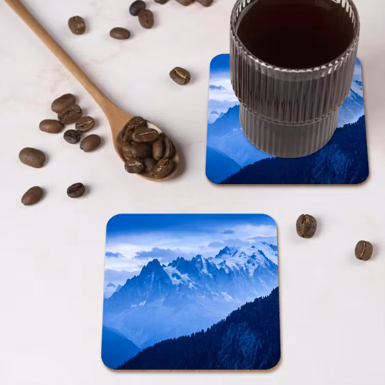 Onderzetter - Bergen - Sneeuw - Blauw — 4