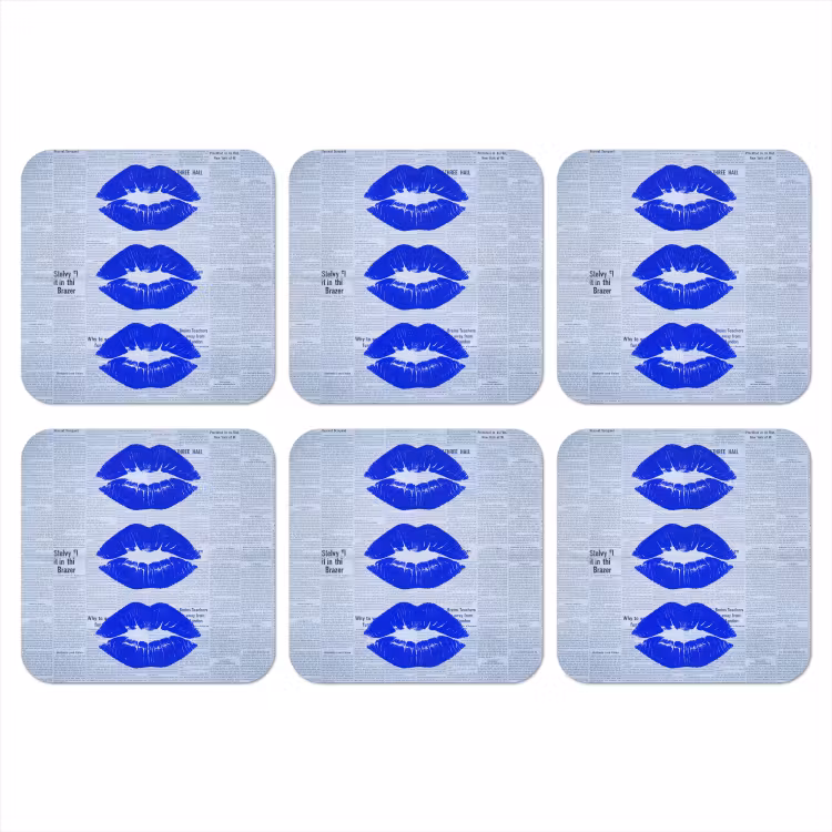 Onderzetter - Blauwe lippen krant — 1