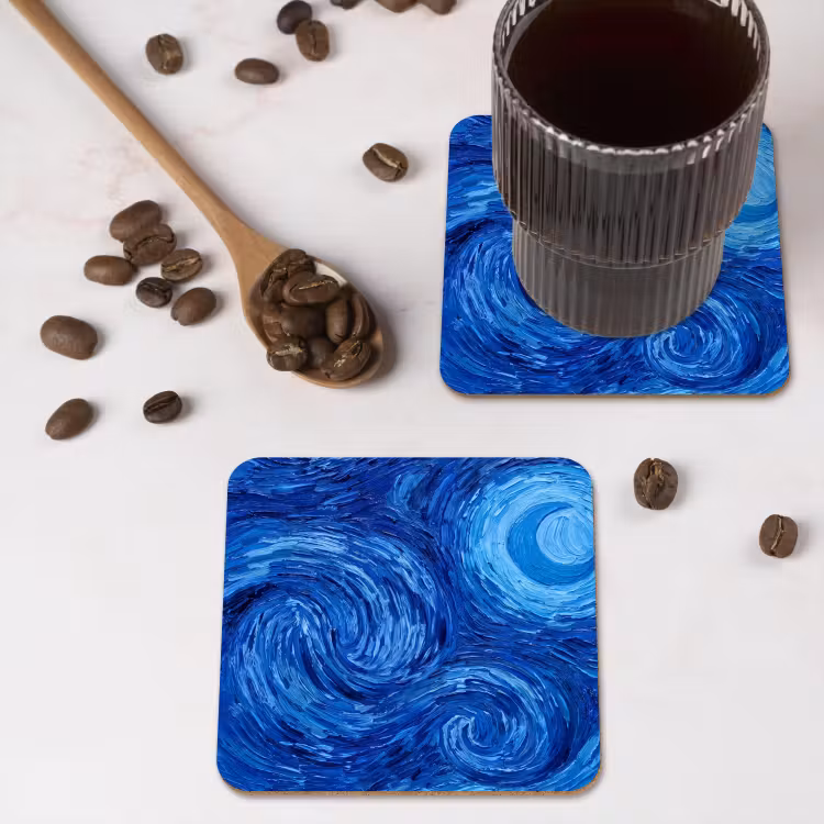 Onderzetter​ - Wervelingen - Blauw - Modern — 4