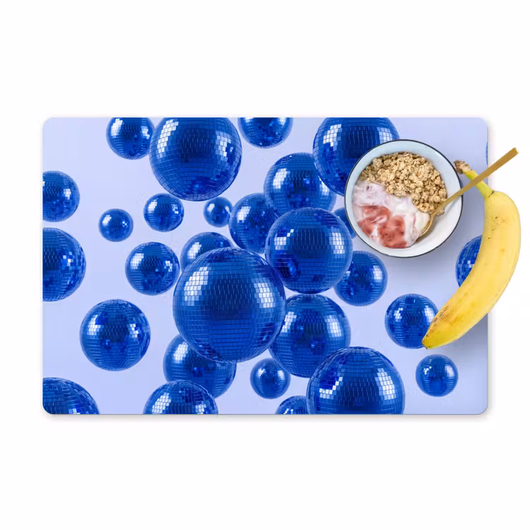 Placemat - 6 stuks - Blauwe disco bal — 1