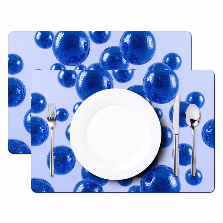 Placemat - 6 stuks - Blauwe disco bal — 2