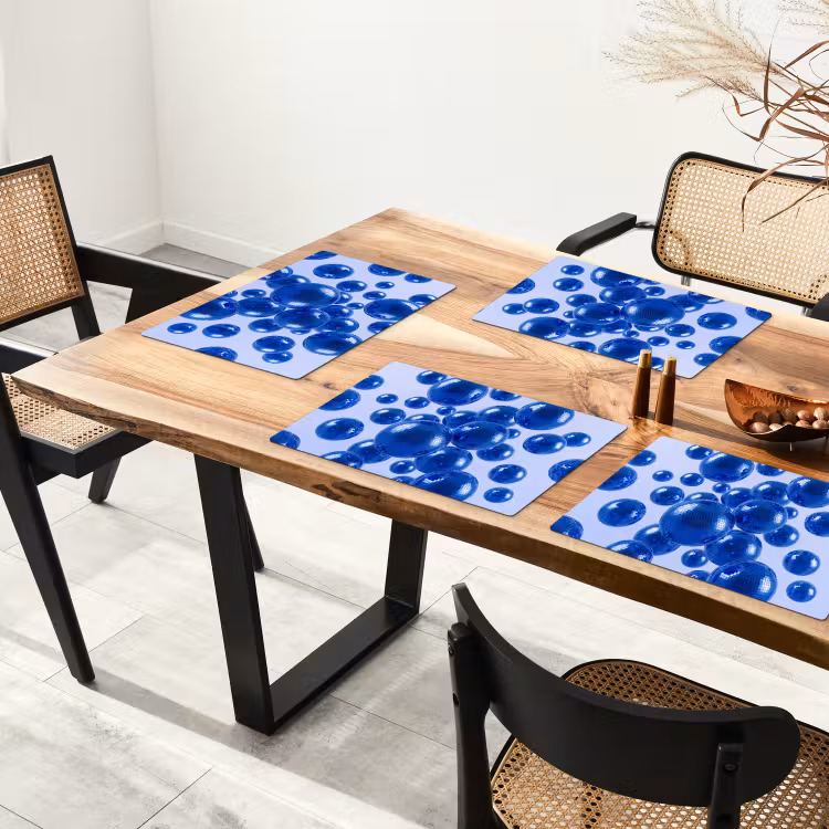 Placemat - 6 stuks - Blauwe disco bal — 3