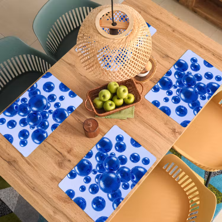 Placemat - 6 stuks - Blauwe disco bal — 4