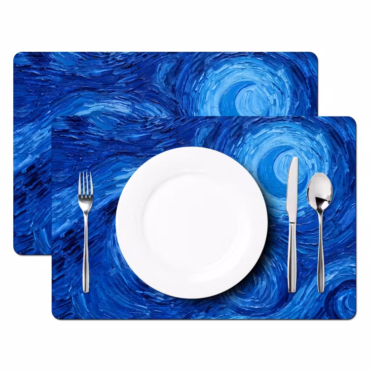 Placemat - 6 stuks - Wervelingen - Blauw - Modern — 2