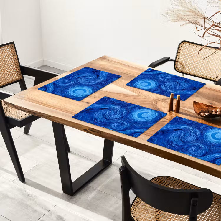 Placemat - 6 stuks - Wervelingen - Blauw - Modern — 3
