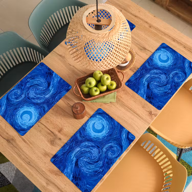 Placemat - 6 stuks - Wervelingen - Blauw - Modern — 4