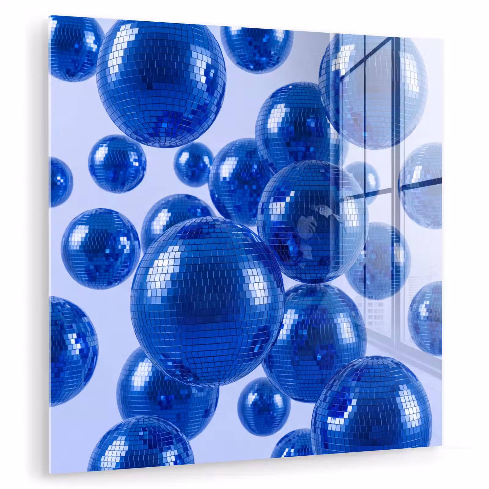 Glas schilderij - Blauwe disco bal — 1