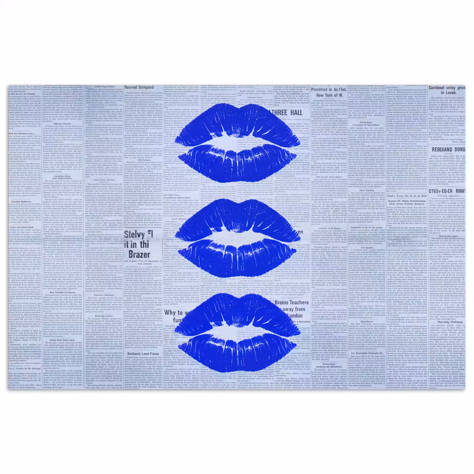 Poster - Blauwe lippen krant — 1