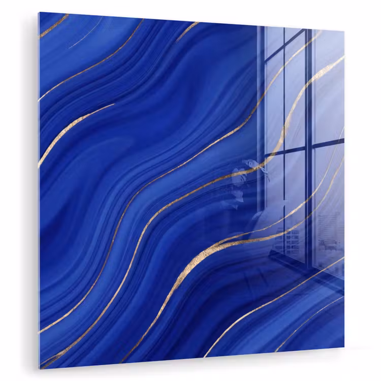 Glas schilderij - Abstract - Lijnen - Blauw — 1