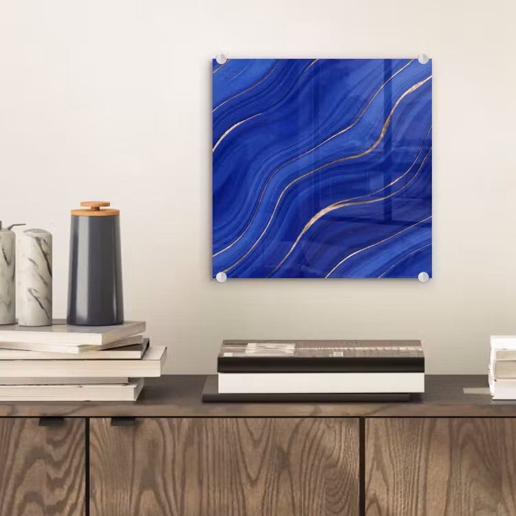 Glas schilderij - Abstract - Lijnen - Blauw — 2