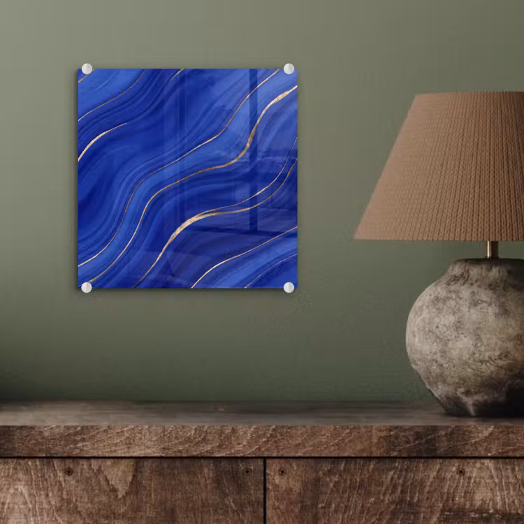 Glas schilderij - Abstract - Lijnen - Blauw — 4