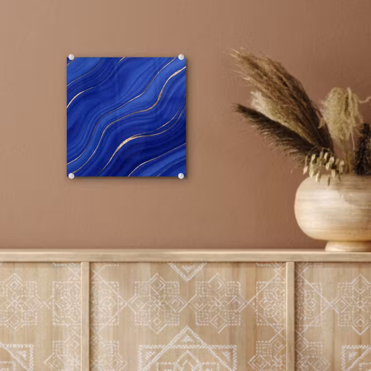 Glas schilderij - Abstract - Lijnen - Blauw — 6