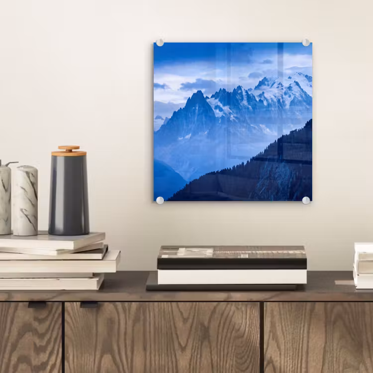 Glas schilderij - Bergen - Sneeuw - Blauw — 2