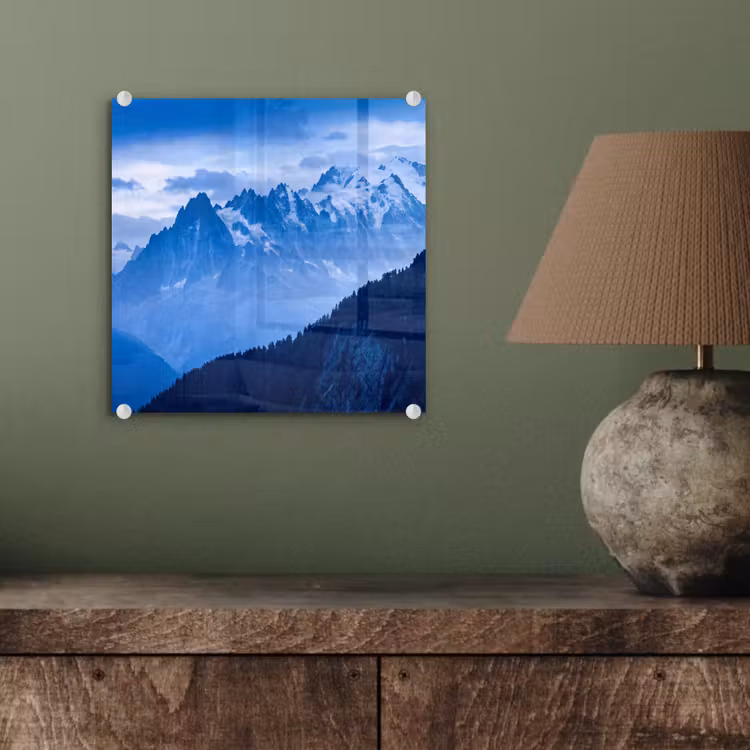Glas schilderij - Bergen - Sneeuw - Blauw — 4