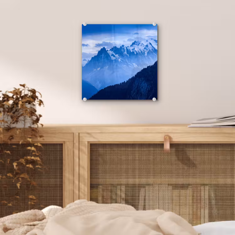 Glas schilderij - Bergen - Sneeuw - Blauw — 5