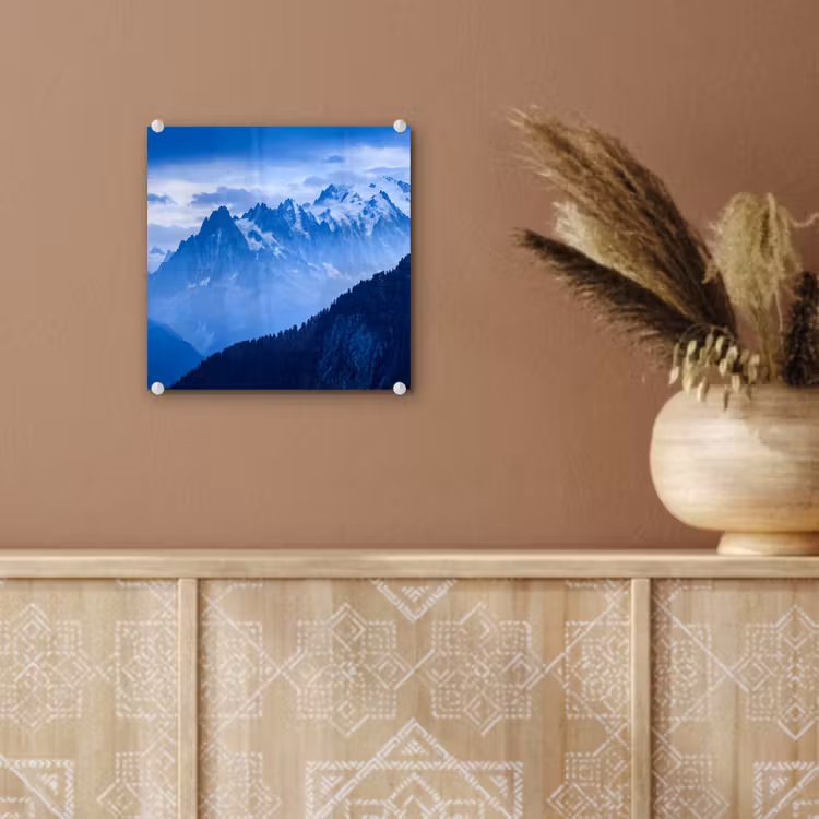 Glas schilderij - Bergen - Sneeuw - Blauw — 6