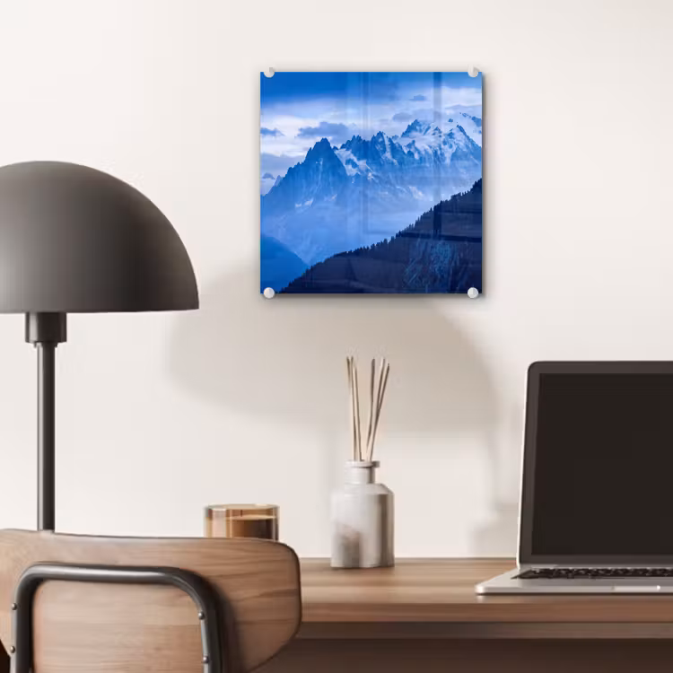 Glas schilderij - Bergen - Sneeuw - Blauw — 7