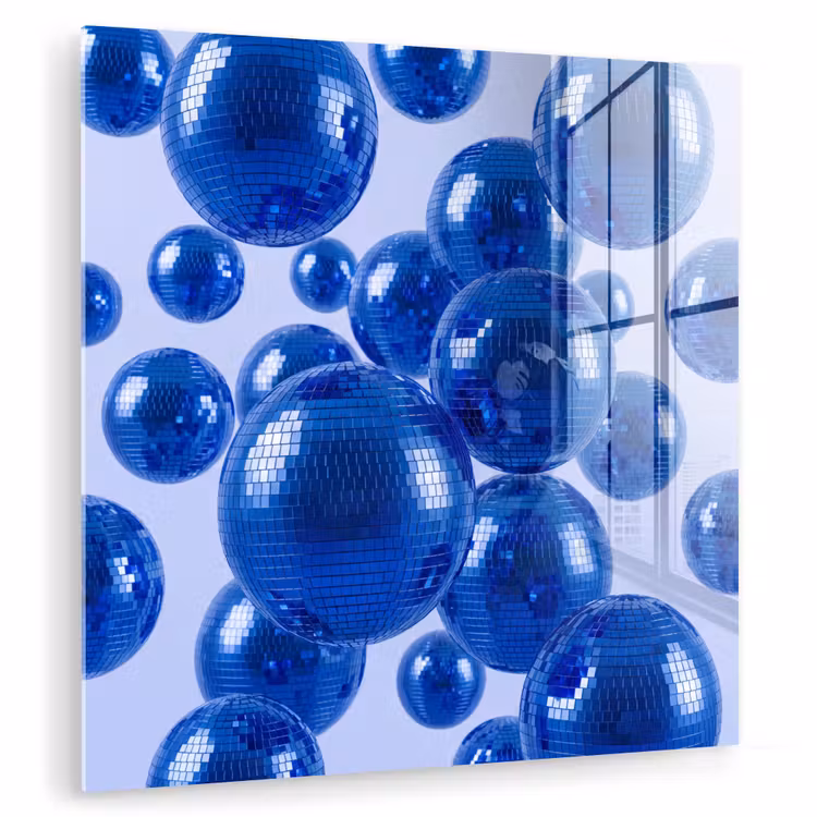 Glas schilderij - Blauwe disco bal — 1