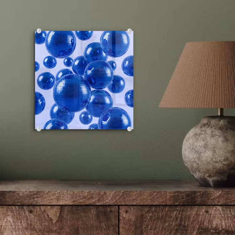 Glas schilderij - Blauwe disco bal — 4