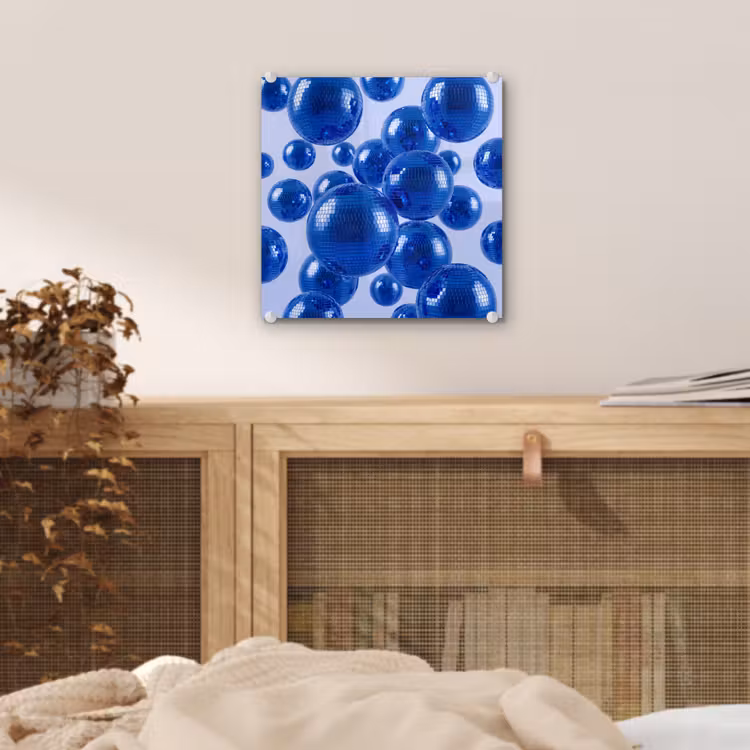 Glas schilderij - Blauwe disco bal — 5