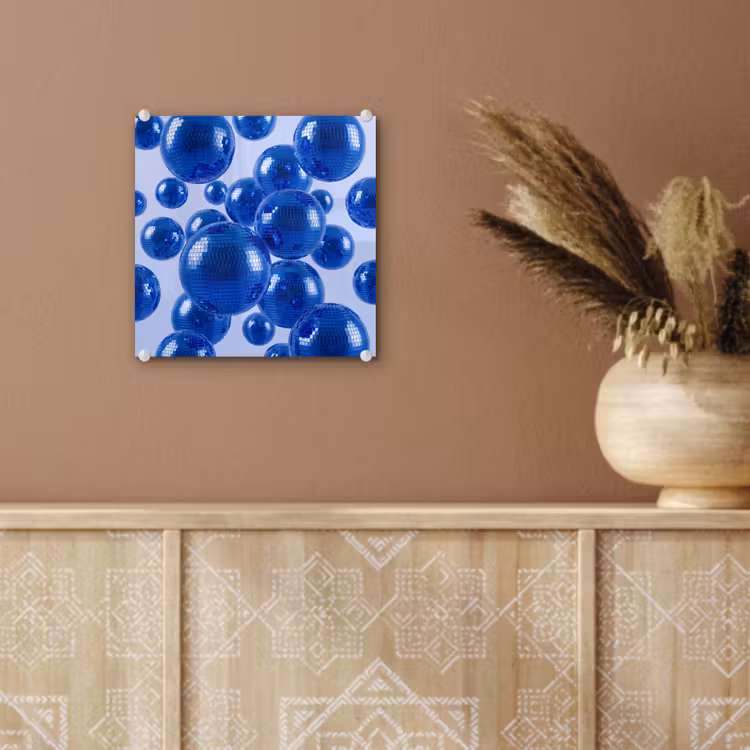 Glas schilderij - Blauwe disco bal — 6