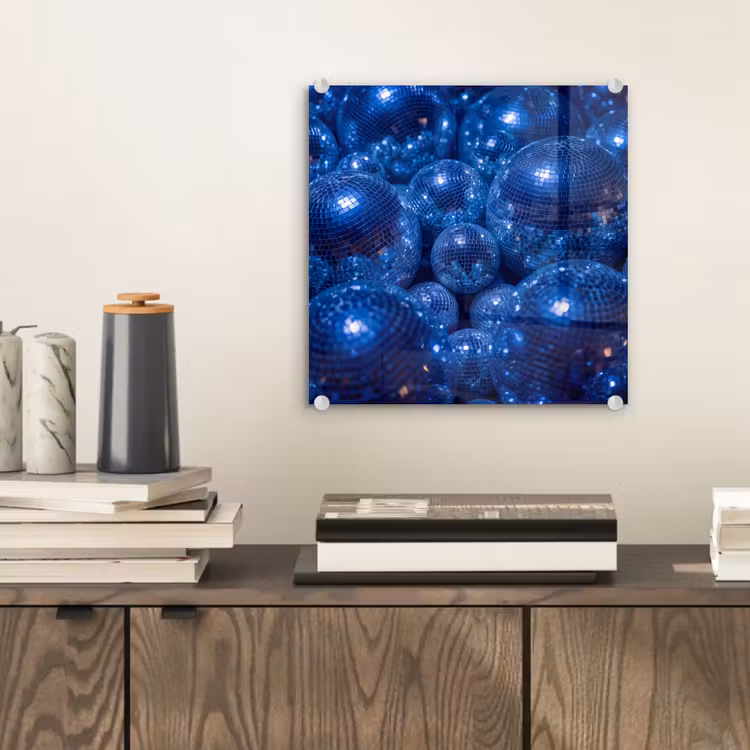 Glas schilderij - Discobal - Feest - Blauw — 2