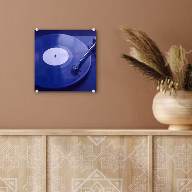 Glas schilderij - Platenspeler - Vinyl - Blauw — 6