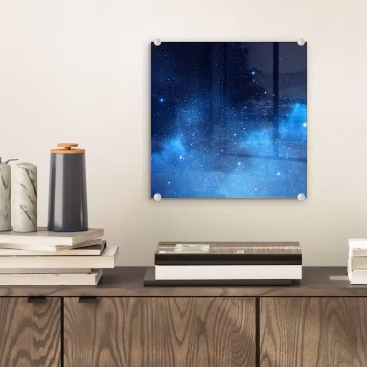 Glas schilderij - Sterrenhemel - Nevels - Blauw — 2