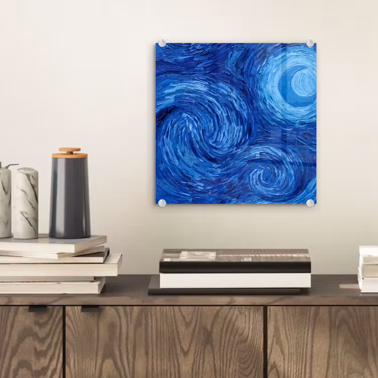 Glas schilderij - Wervelingen - Blauw - Modern — 2