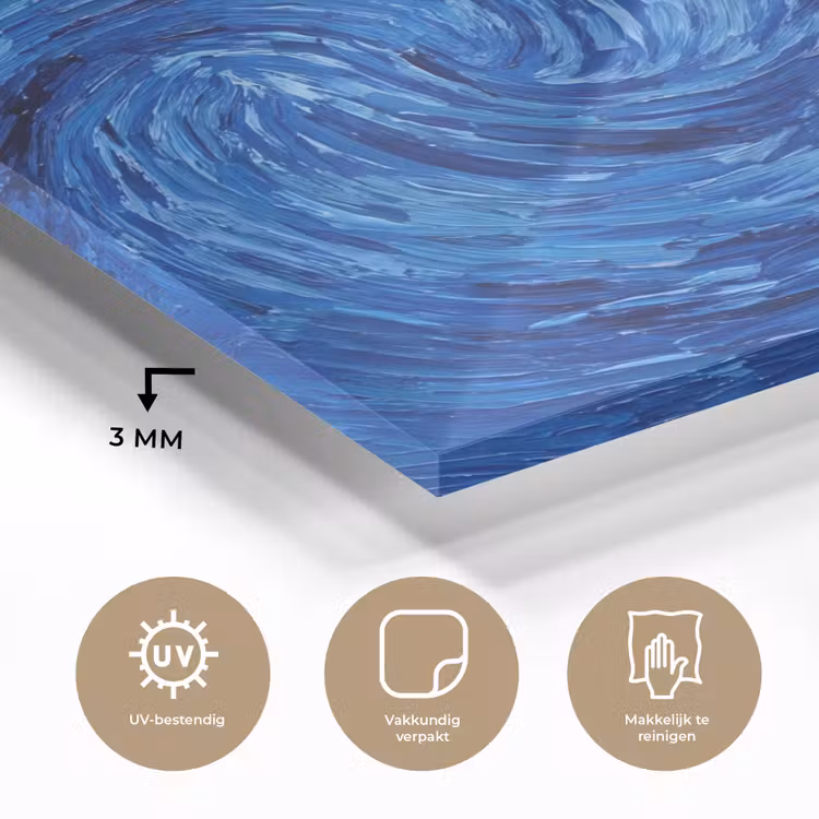 Glas schilderij - Wervelingen - Blauw - Modern — 3