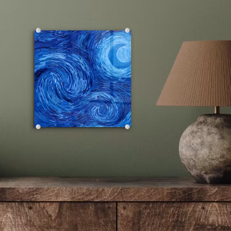 Glas schilderij - Wervelingen - Blauw - Modern — 4