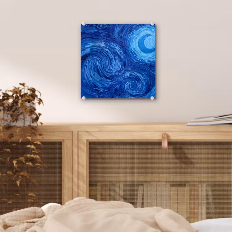Glas schilderij - Wervelingen - Blauw - Modern — 5