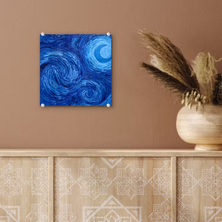Glas schilderij - Wervelingen - Blauw - Modern — 6