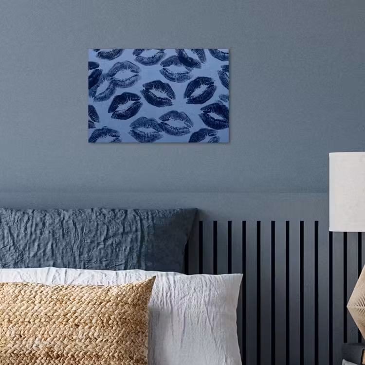 Poster - Lippen - Patroon - Blauw — 3